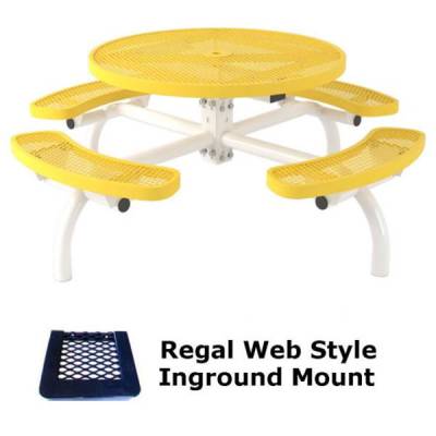 46" Round Regal Web Picnic Table - Portable/Surface and Inground Mount - Image 2