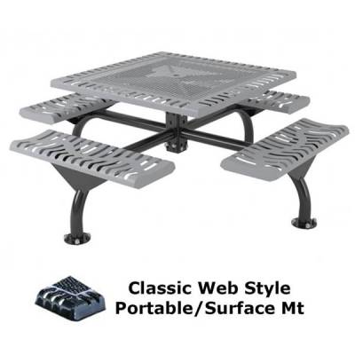 46" Square Classic Web Picnic Table - Portable/Surface and Inground Mount - Image 1