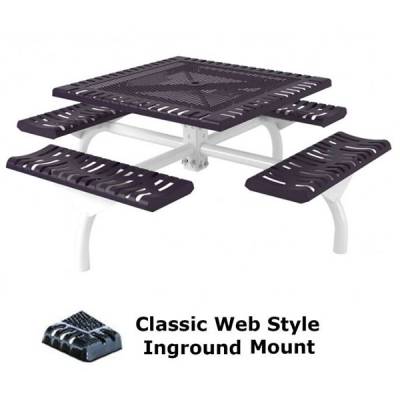 46" Square Classic Web Picnic Table - Portable/Surface and Inground Mount - Image 2