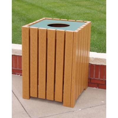 20, 32, and 55 Gallon Square Recycled Plastic Trash Receptacle  - Image 4