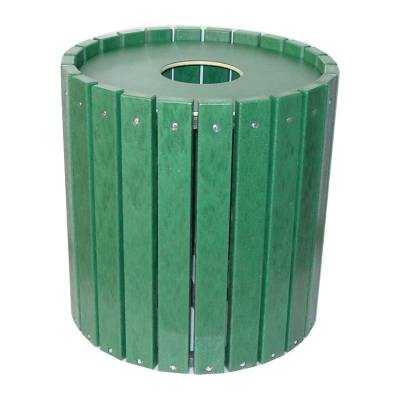 32 and 55 Gallon Round Recycled Plastic Trash Receptacle - Image 2