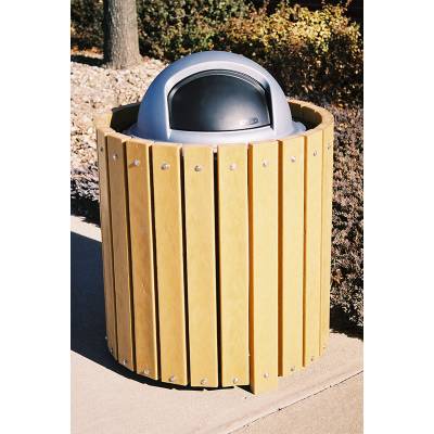 32 Gallon Round Recycled Plastic Trash Receptacle - Image 3