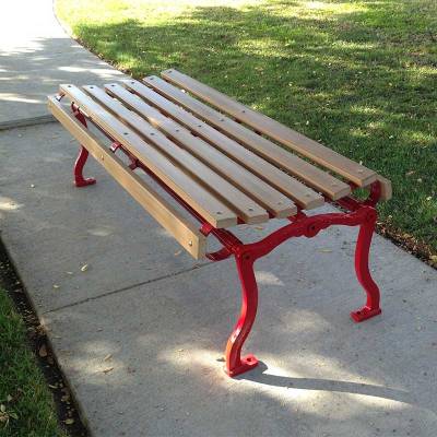4', 5, 6' and 8' Iron Valley Slatted Backless Bench - Portable/Surface Mount. - Image 2