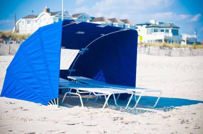 Frankford Folding Beach Chaise Lounge Cabana - Image 1