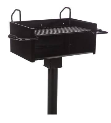 Fully Adjustable Large Park Grill with Tilt Back Grate, 334 Sq. Inch - Inground Mount