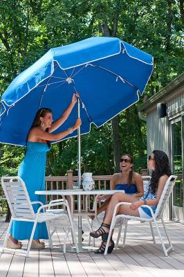 Frankford Laurel 7 1/2 Ft. Flat Top Umbrella, Steel Ribs - Crank Up Style with Tilt - Image 2