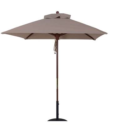 5 1/2 Ft. Square Commercial Wood Market Umbrella - Double Pulley Lift Style