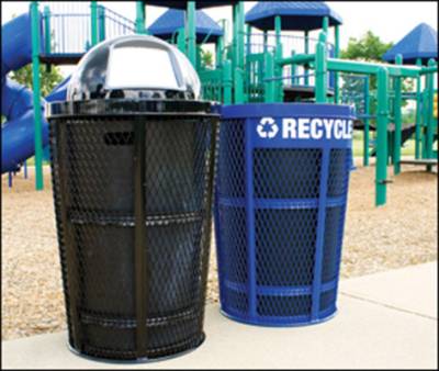 48 Gallon Expanded Metal Recycling Receptacle - Image 2