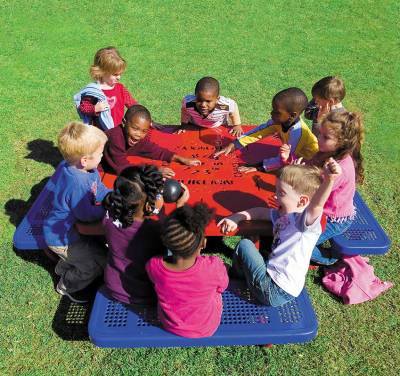 Picnic Tables - Children's Tables - 46" Square Preschool Learning Picnic Table - Portable