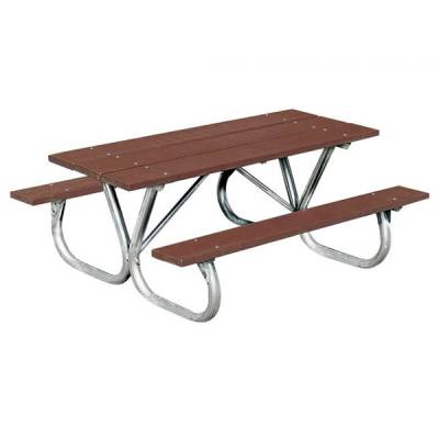 6' Heavy-Duty Bolt-Thru Wood Picnic Table - Portable - Image 2