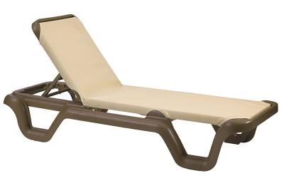 Grosfillex Patio Furniture - Resin Chaises - Marina Adjustable Sling Stacking Chaise Lounge