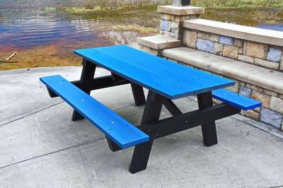 6' and 8' Recycled Plastic A Frame Picnic Table, Portable - Image 3