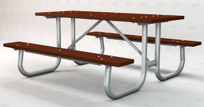 6' and 8' Recycled Plastic Picnic Table with Galvanized Frame - Portable/Surface Mount  - Image 3