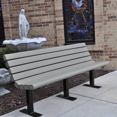 4', 6' and 8' Jameson Recycled Plastic Bench - Surface and Inground Mount  - Image 2