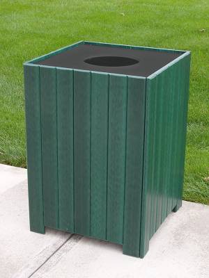 20, 32, and 55 Gallon Square Recycled Plastic Trash Receptacle  - Image 1