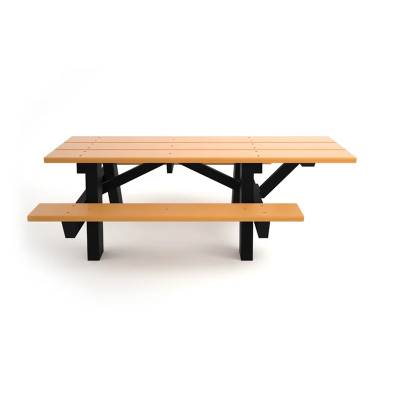 7 1/2' Recycled Plastic A Frame Picnic Table with (2) Attached 6' Seats - ADA - Portable  - Image 2