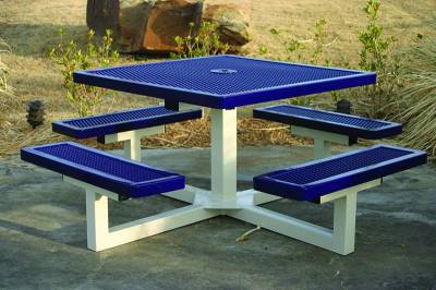 46" Square Regal Pedestal Picnic Table - Portable - Image 2
