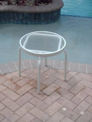 Poolside Furniture - Patio Sling Furniture - 18" and 24" Round Stacking Acrylic Top Side Table