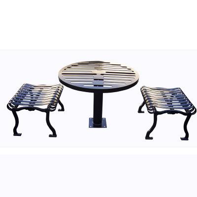 40" Round Iron Valley Picnic Table with 4 Freestanding Seats - Portable / Surface Mount. - Image 1