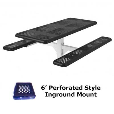 6' and 8' Perforated Pedestal Picnic Table - Surface and Inground Mount - Image 1