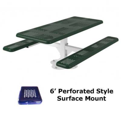 6' and 8' Perforated Pedestal Picnic Table - Surface and Inground Mount - Image 2