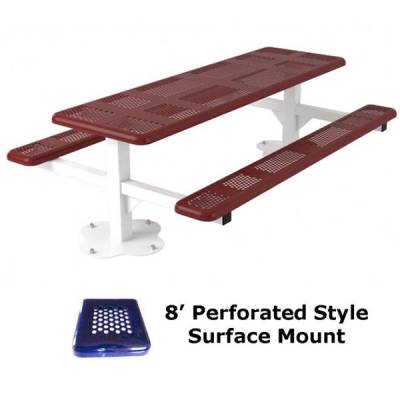 6' and 8' Perforated Pedestal Picnic Table - Surface and Inground Mount - Image 4