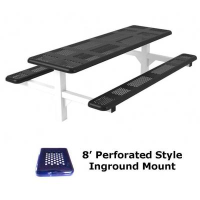 6' and 8' Perforated Pedestal Picnic Table - Surface and Inground Mount - Image 3