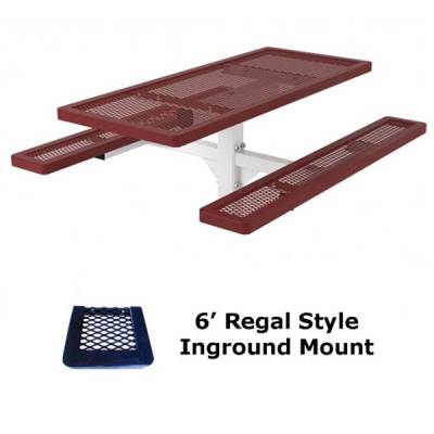 6' and 8' Regal Pedestal Picnic Table - Surface and Inground Mount - Image 4