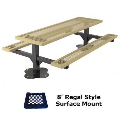 Picnic Tables - Thermoplastic Coated - 6' and 8' Regal Pedestal Picnic Table - Surface and Inground Mount
