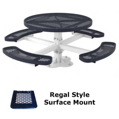 Picnic Tables - 46" Round Regal Pedestal Picnic Table - Surface and Inground Mount