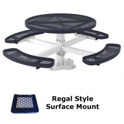 46" Round Regal Pedestal Picnic Table - Surface and Inground Mount - Image 1