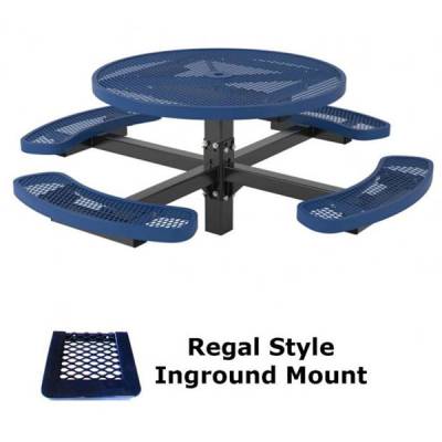 46" Round Regal Pedestal Picnic Table - Surface and Inground Mount - Image 2