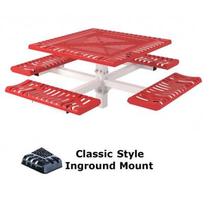 46" Square Classic Pedestal Picnic Table - Surface and Inground Mount - Image 1