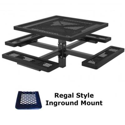 Picnic Tables - Thermoplastic Coated - 46" Square Regal Pedestal Picnic Table - Surface and Inground Mount