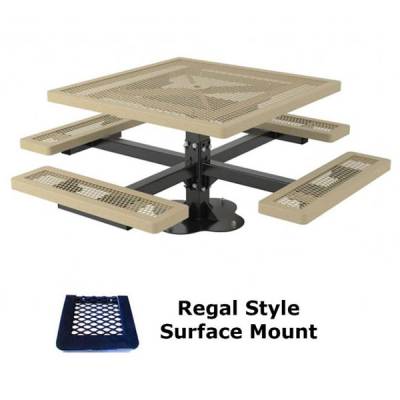 46" Square Regal Pedestal Picnic Table - Surface and Inground Mount - Image 2