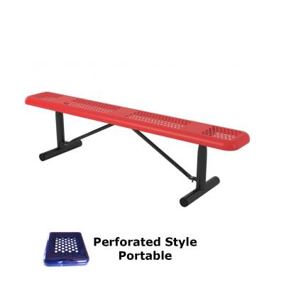 Park Benches - Thermoplastic Coated - 6' and 8' Perforated Backless Bench - Portable