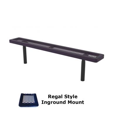 Park Benches - Thermoplastic Coated - 6' and 8' Regal Backless Bench - Surface and Inground Mount