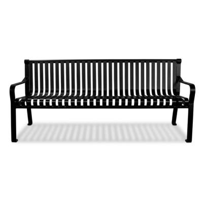 6' Steel Strap Bench with Straight Back - Powder Coated - Black