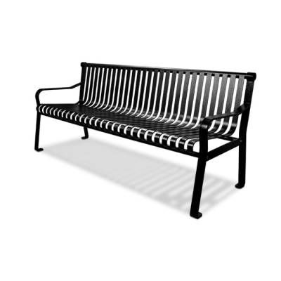 6' Steel Strap Bench with Straight Back - Powder Coated - Black - Image 2