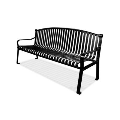 6' Steel Strap Bench with Curved Back - Powder Coated - Black - Image 2