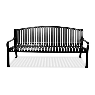 6' Steel Strap Bench with Curved Back - Powder Coated - Black