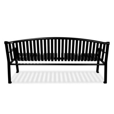 6' Steel Strap Bench with Curved Back - Powder Coated - Black - Image 3