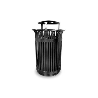 Flare Top Trash Receptacle - Powder Coated - Black - Image 1