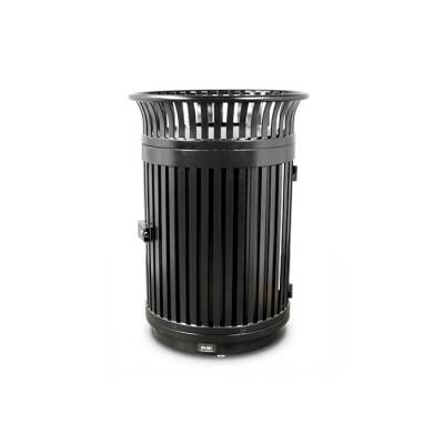 Flare Top Trash Receptacle with Door - Powder Coated - Black - Image 2