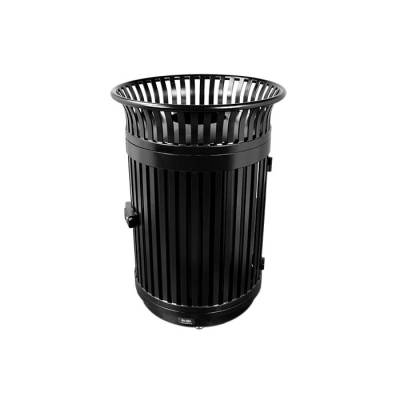 Flare Top Trash Receptacle with Door - Powder Coated - Black - Image 3