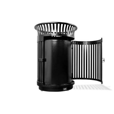Flare Top Trash Receptacle with Door - Powder Coated - Black - Image 4