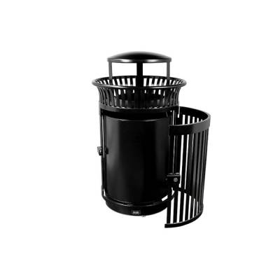 Flare Top Trash Receptacle with Door - Powder Coated - Black - Image 6