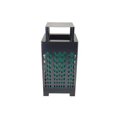 32 Gallon Square Trash Receptacle - Powder Coated - Black - Image 2