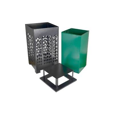 32 Gallon Square Trash Receptacle - Powder Coated - Black - Image 3