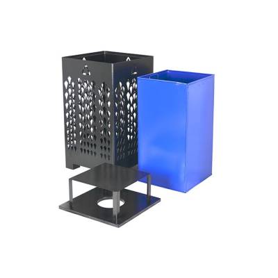 32 Gallon Square Recycling Receptacle - Powder Coated - Black - Image 3